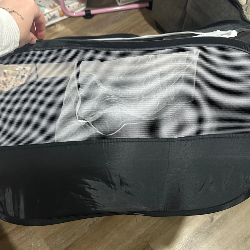 Black Pop-Up animal Playpen with Mesh Cover - portable dog pen